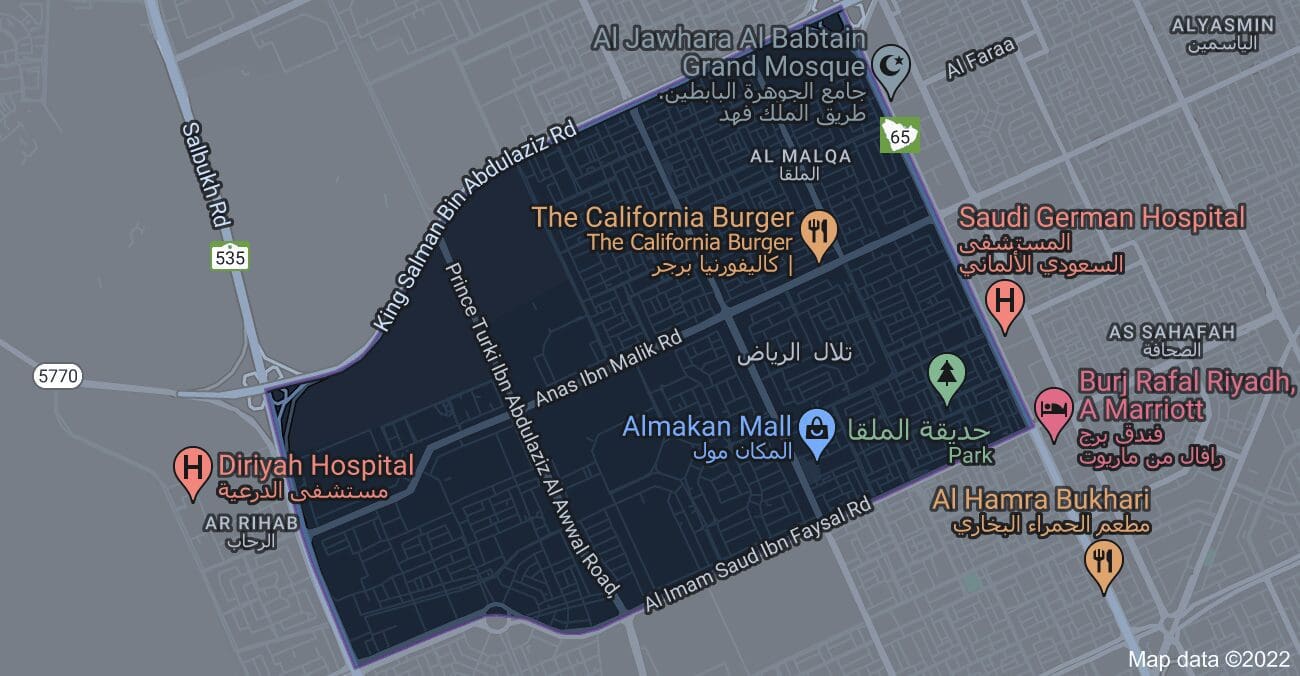 موقع حي الملقا الرياض