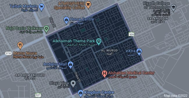 موقع حي الورود في الرياض